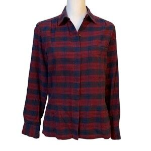 Vintage Calvin Klein CK Rare Flannel Plaid Button Down Cotton Womens 9 Outdoor